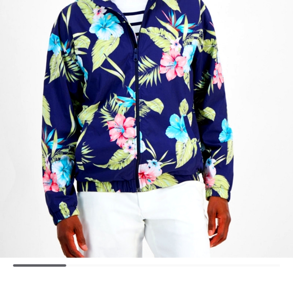 Club Room Floral Bomber Jacket - Navy and Pink